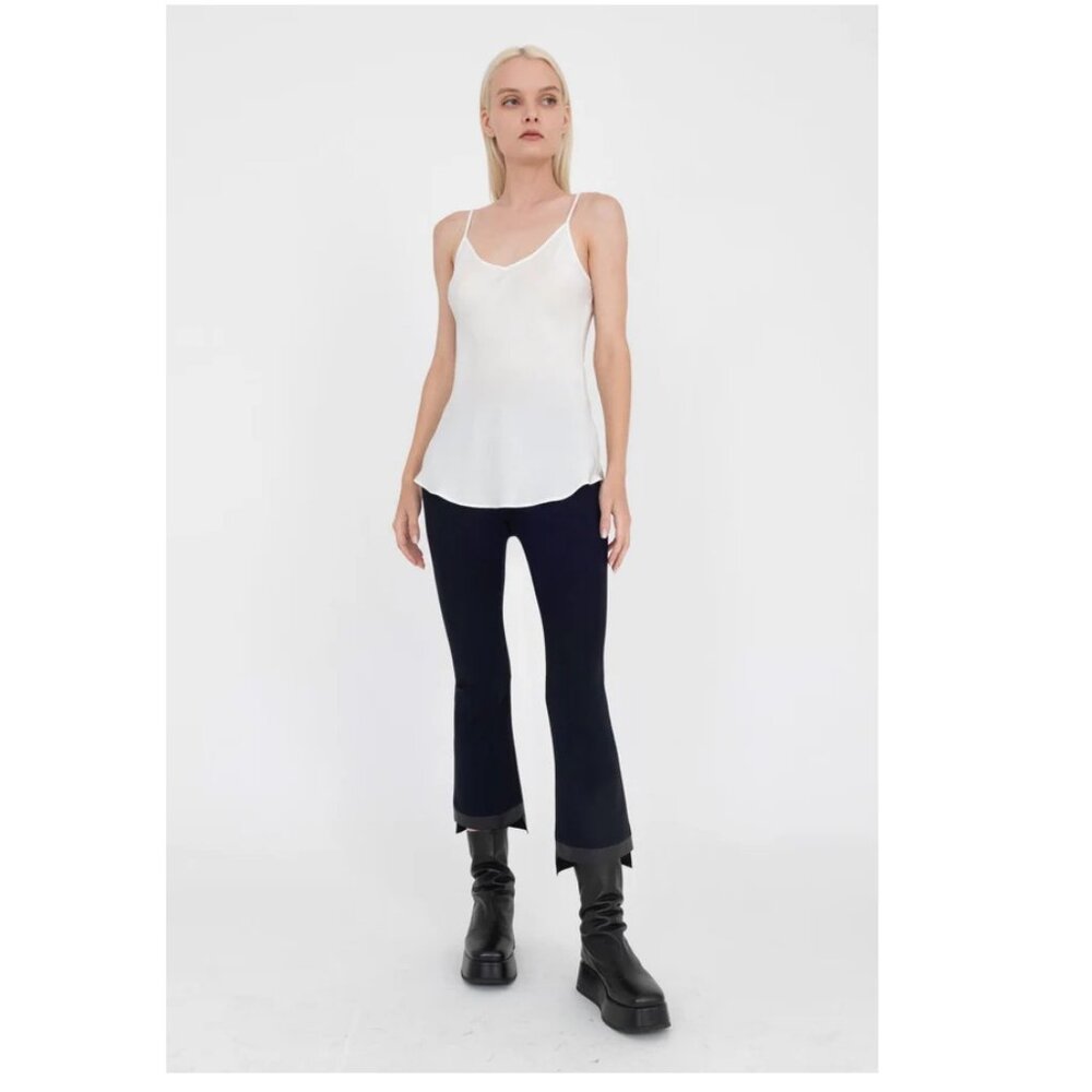 Elaine Kim Tech Stretch Vegan Leather Step Hem Olga Pant Sz M $225